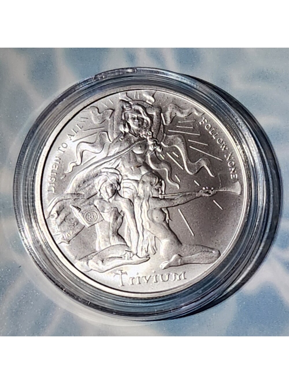 TRIVIUM GIRLS Silver Shield 1 Oz.999 Fine Silver Bullion NEW Capsule 2022 NICE!